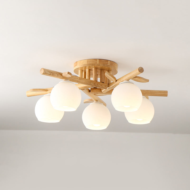 Contemporary Wood Ceiling Light Flush Mount Lighting for Bedroom