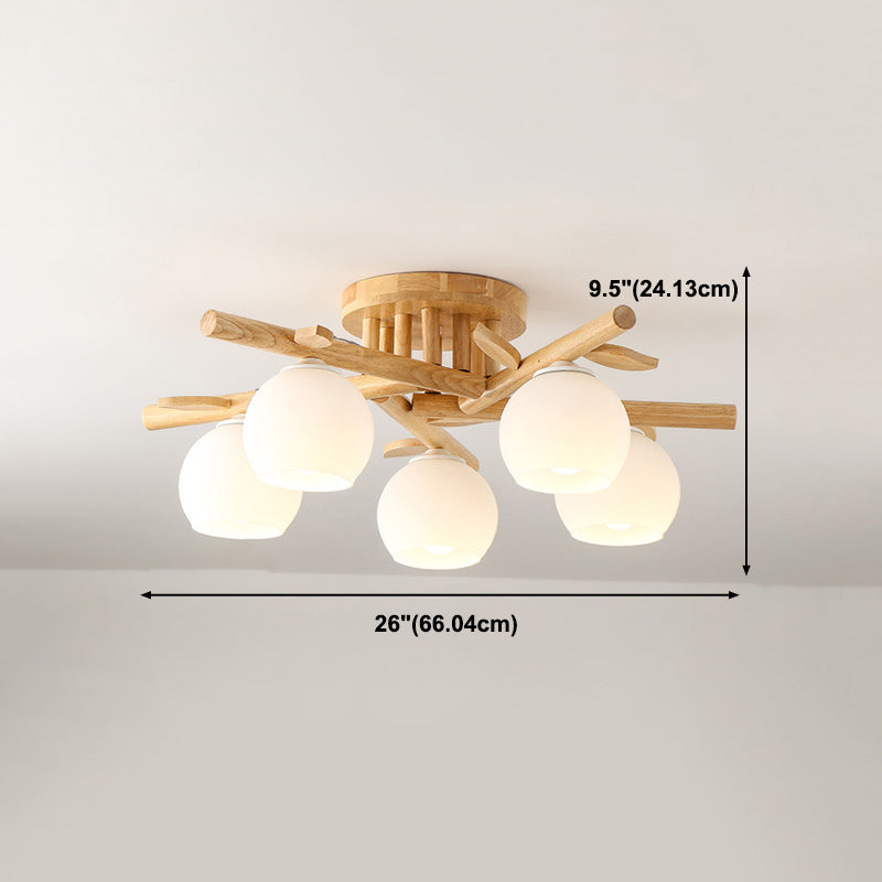 Contemporary Wood Ceiling Light Flush Mount Lighting for Bedroom