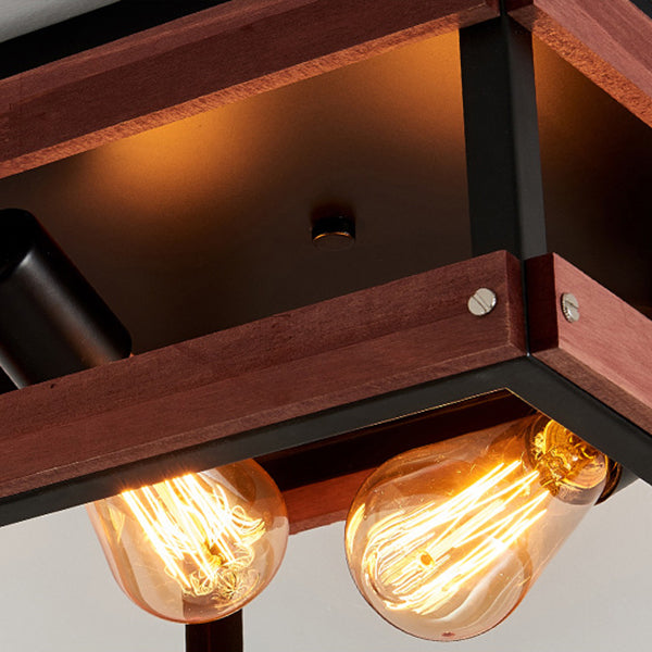 Metal Square Flush Mount Lamp Industrial Style 2 Lights Flush Ceiling Lights