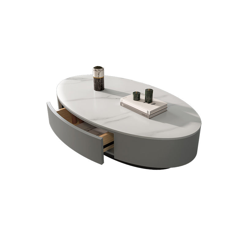 Glam Slate Coffee Cocktail Table Frame Oval Pedestal Coffee Table for Home