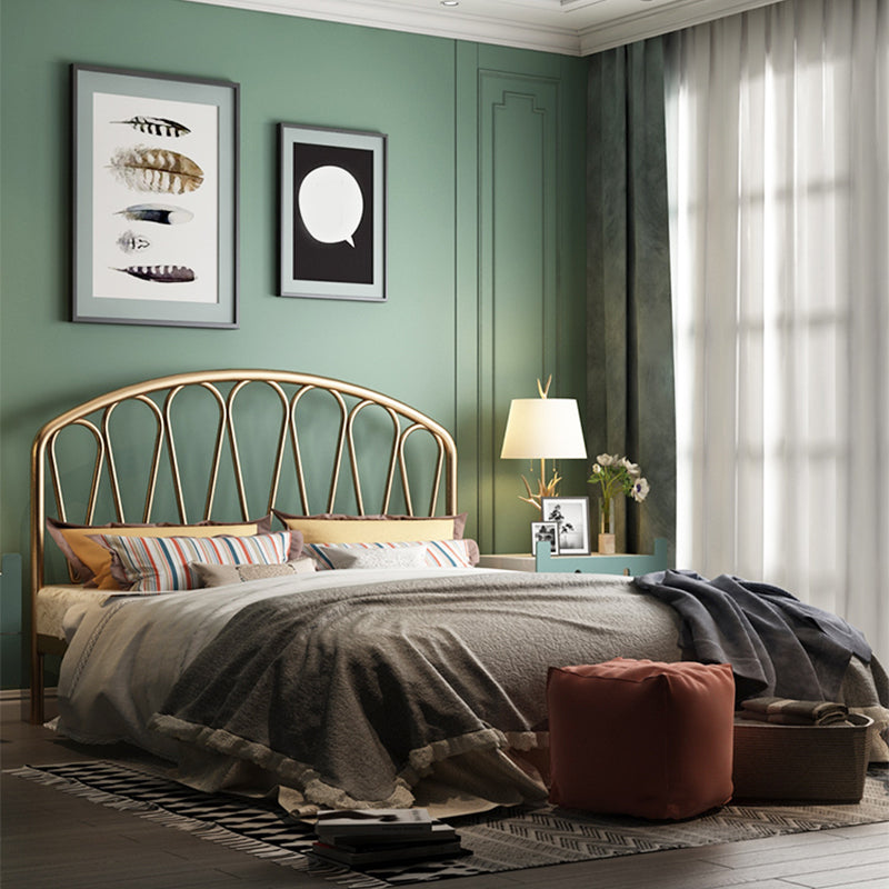 Metal Glam Open-Frame Bed  45" Tall Standard Bed with Headboard