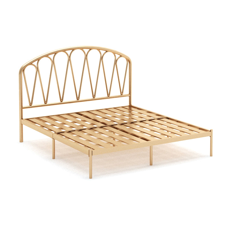 Metal Glam Open-Frame Bed  45" Tall Standard Bed with Headboard