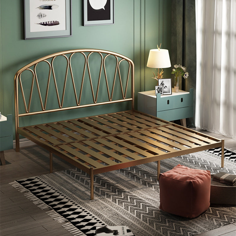 Metal Glam Open-Frame Bed  45" Tall Standard Bed with Headboard