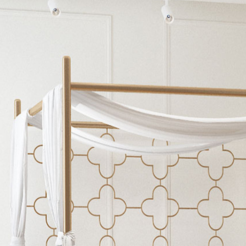 Metal Bed Frame Glam Canopy Bed With Headboard and Footboard