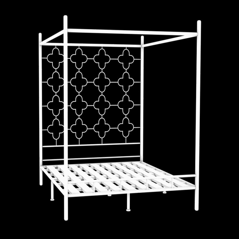 Metal Bed Frame Glam Canopy Bed With Headboard and Footboard