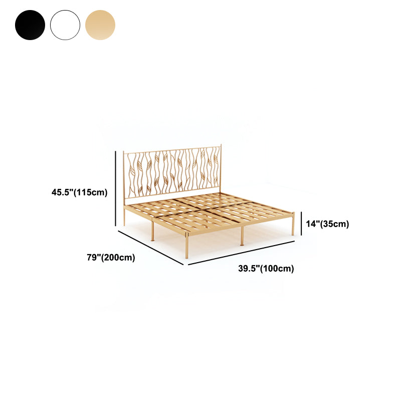 Glam 45" Tall Open-Frame Bed Metallic Bed Frame with Headboard