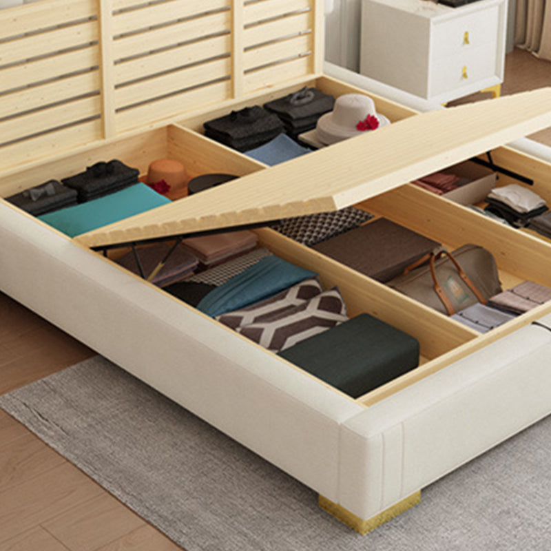 Soild Wood Bed with Camelback Panel Headboard and Metal Legs