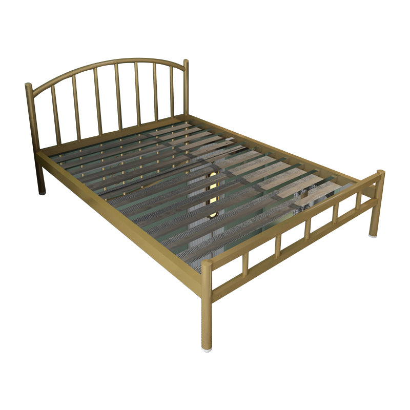 Contemporary Open-Frame Bed with Spindle Headboard in Stainless Steel