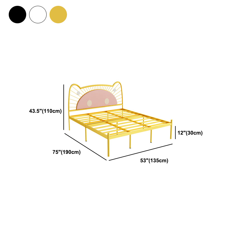 Glam Open-Frame Bed with Upholstered Headboard and Metal Legs