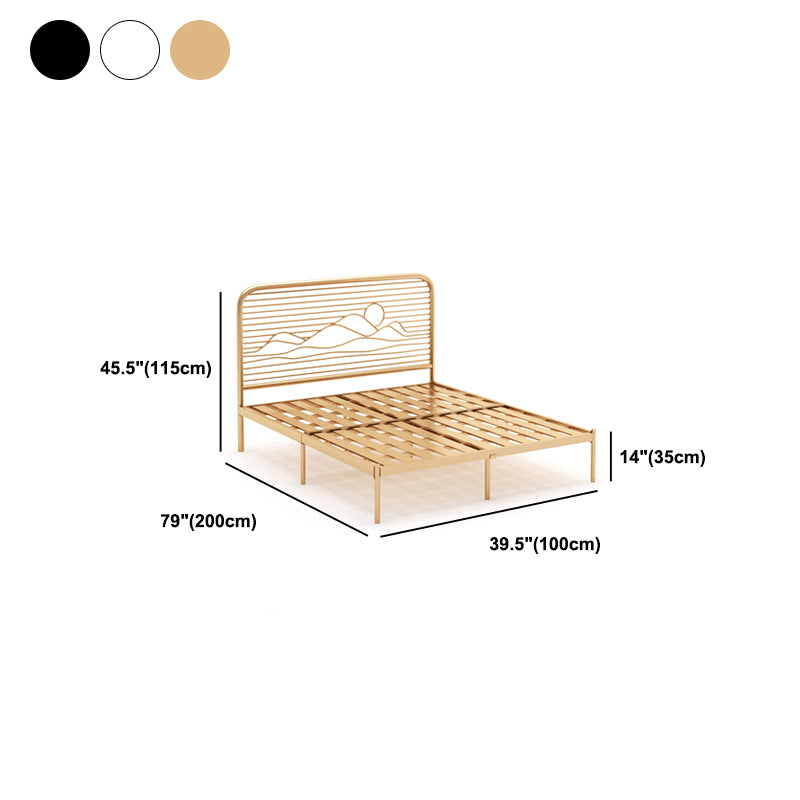 Open-Frame Bed with Iron Rectangle Headboard and Metal Legs Bed