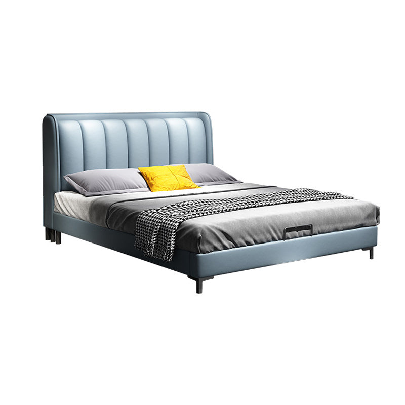 Modern Wingback Bed with Rectangle Upholstered Headboard and Storage