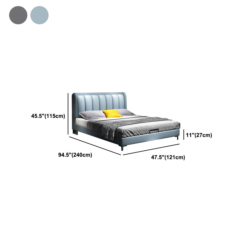 Modern Wingback Bed with Rectangle Upholstered Headboard and Storage