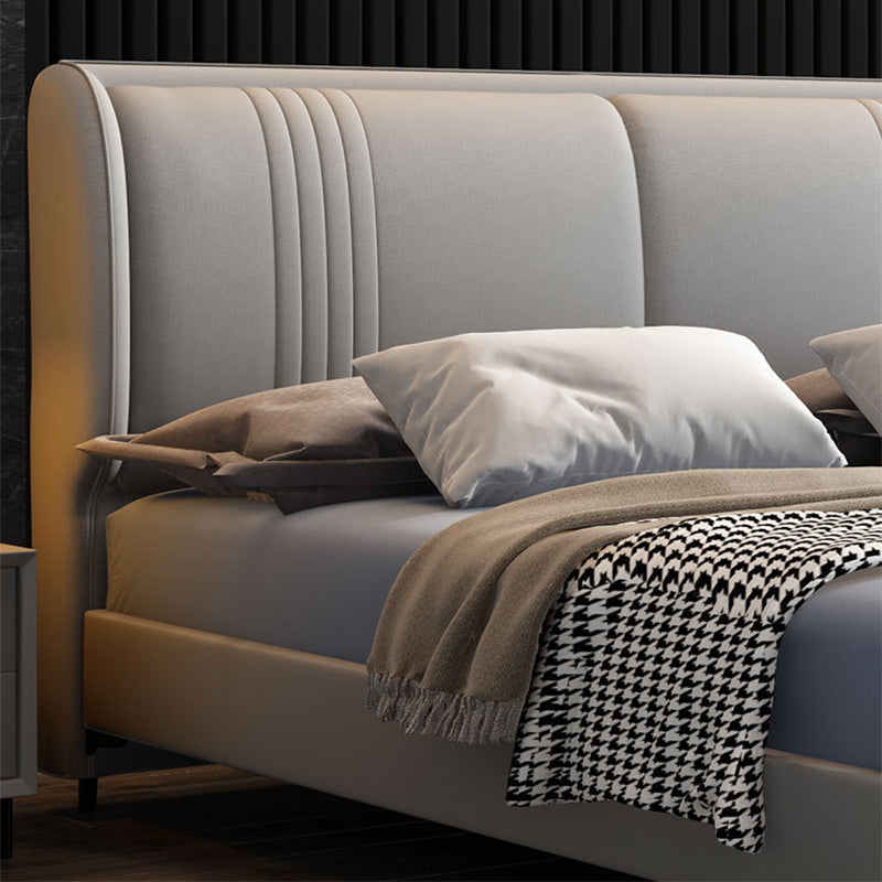 Contemporary Faux Leather Bed with Wingback Headboard and Metal Legs