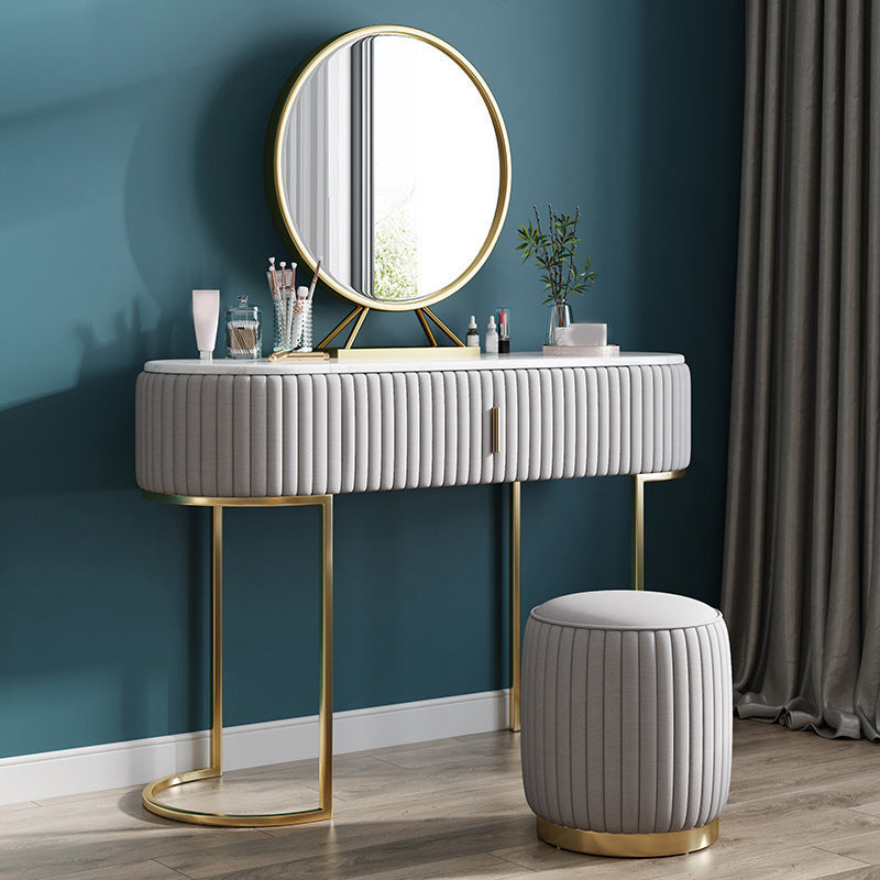 Glam Marble Top Vanity Table 30.15" H Makeup Dressing Table Set