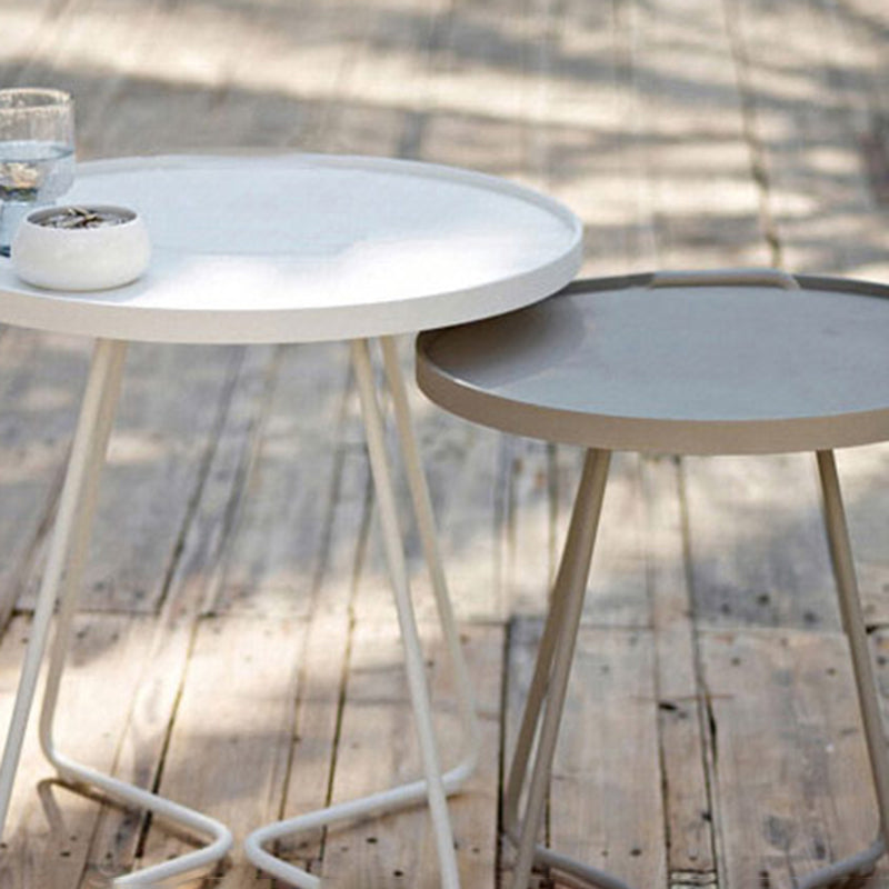 17.7"/19.7" Tall Metal Round Tray Top Side Table Iron Sled End Table