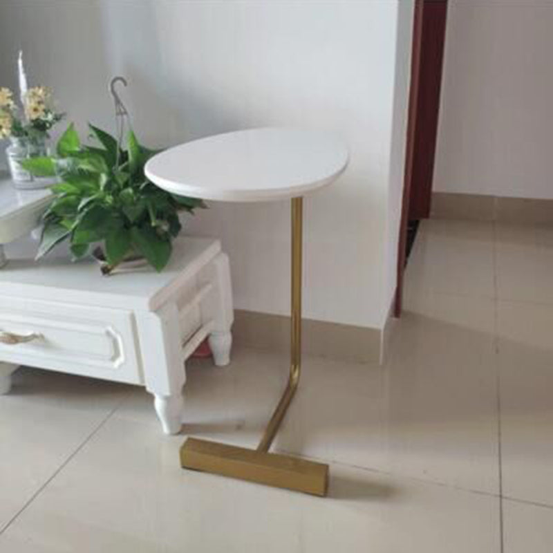 Nordic C Side Table Round Minimalist Solid Wood End Table for Living Room