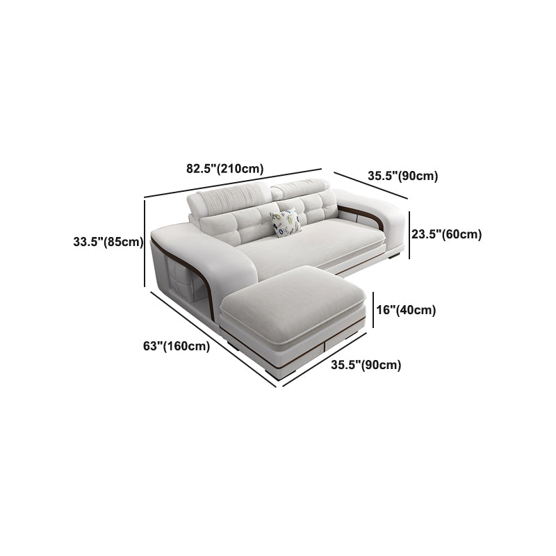 Velvet and Faux Leather Sloped Arms Modular Sectionals Sofa for Living Room