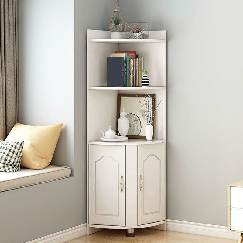 Wooden Modern Accent Cabinet Triangle Storage Cabinet with 2 Doors