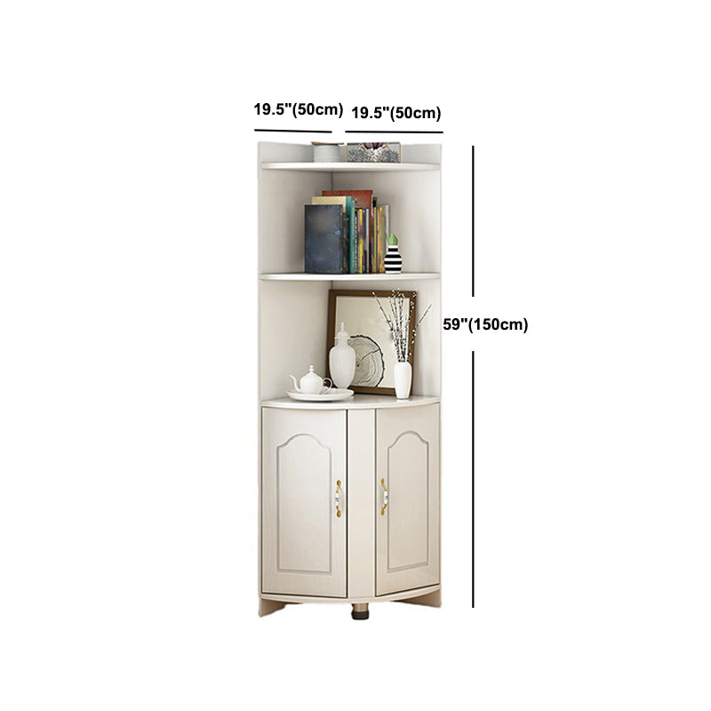 Wooden Modern Accent Cabinet Triangle Storage Cabinet with 2 Doors