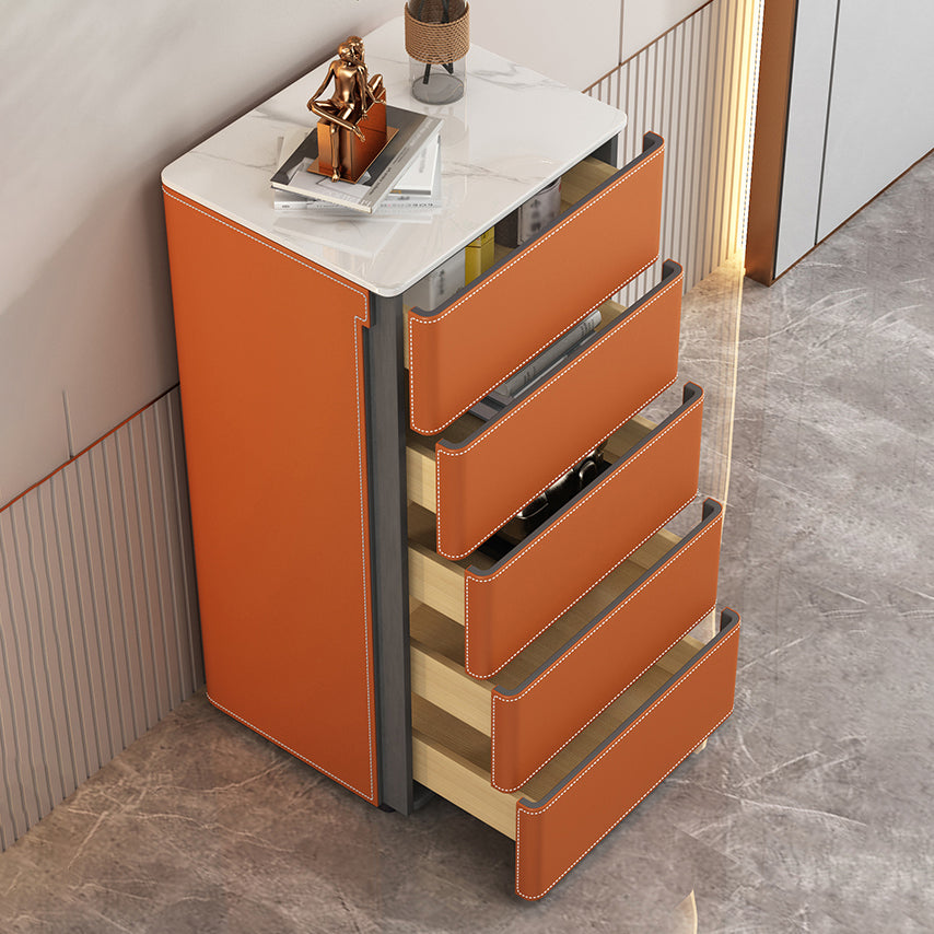 Modern Style Stone Buffet Sideboard 19.6"L Dining Room Buffet Server in Orange