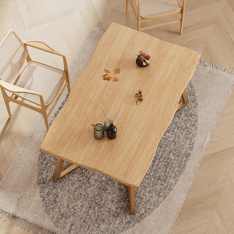 Gold Metal Base Dining Table Solid Wood Rectangle Dinner Room Kitchen Table