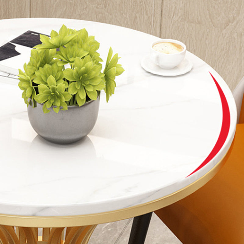 Metal Traditional Luxury Round Table Sintered Stone Top Indoor Table for Home