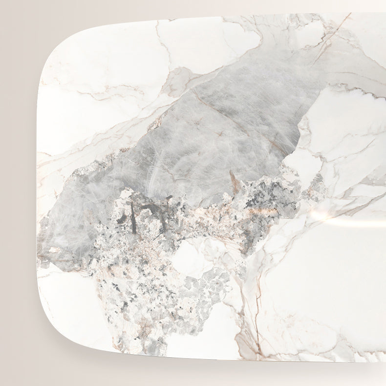 Traditional Luxury Dining Table with White Stone Rectangle Top Dining Table for Kitchen