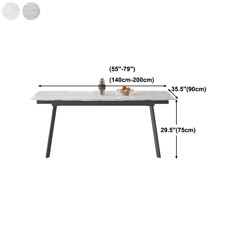 Industrial Dining Table with Leaf Extension Black Metal Base Dining Table