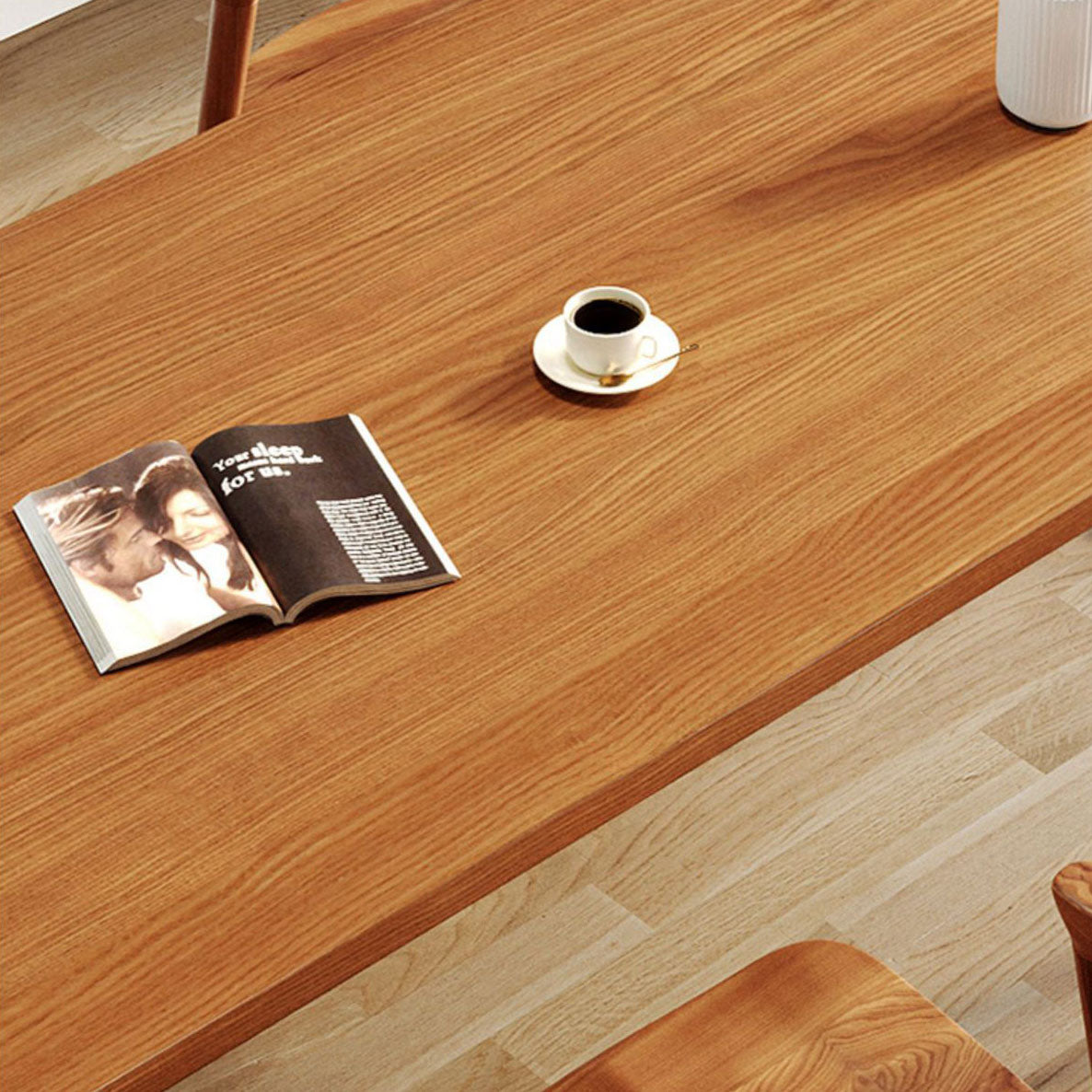 Pine Wood Contemporary Rectangular Table Wood Top Table with Sled Base