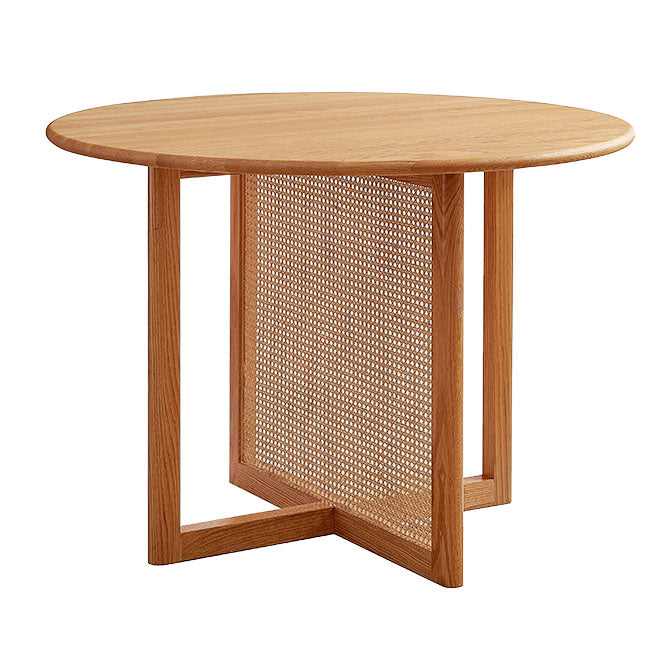 Contemporary Solid Wood Dinner Table Round Wood Base Dining Table