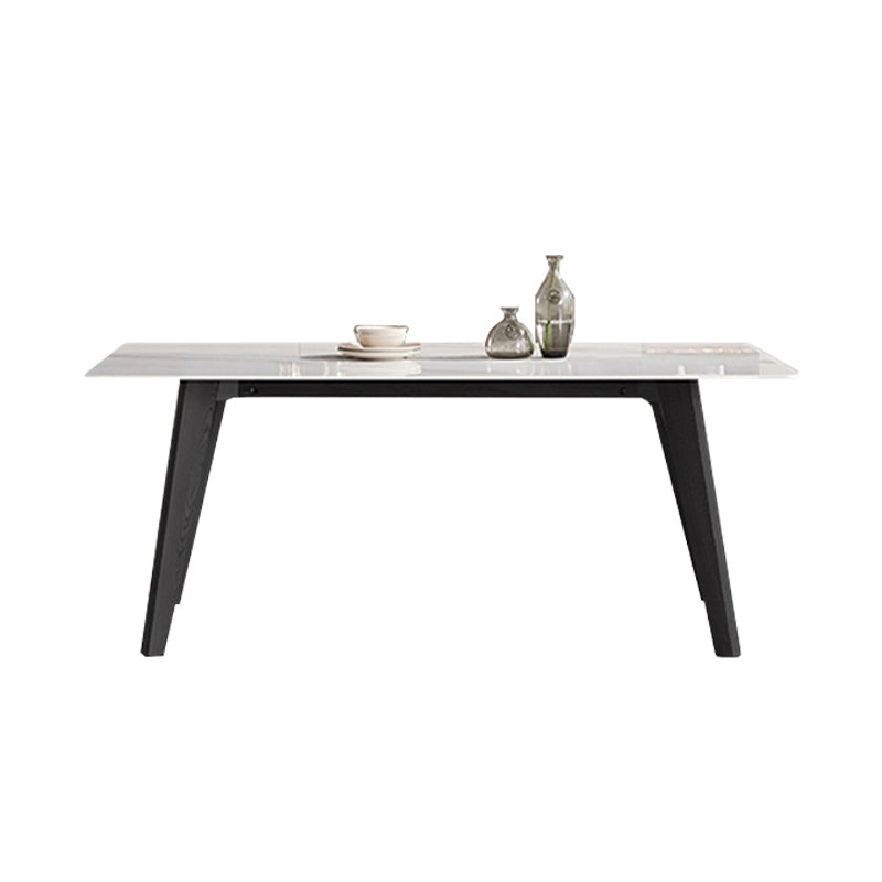 Industrial Stone Top Rectangle Table White and Black Dining Room Table