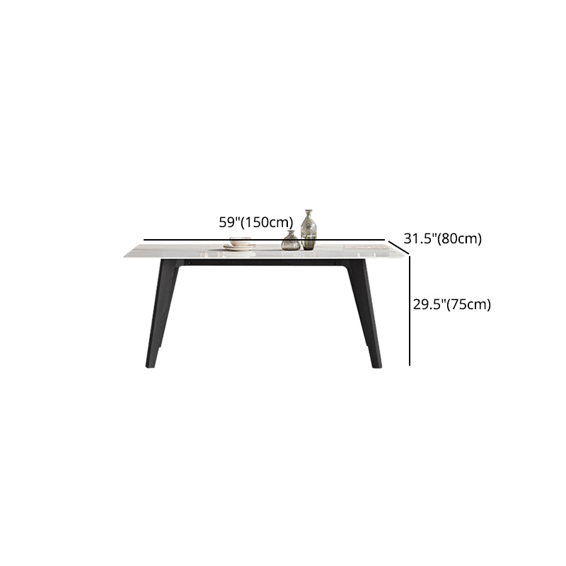 Industrial Stone Top Rectangle Table White and Black Dining Room Table