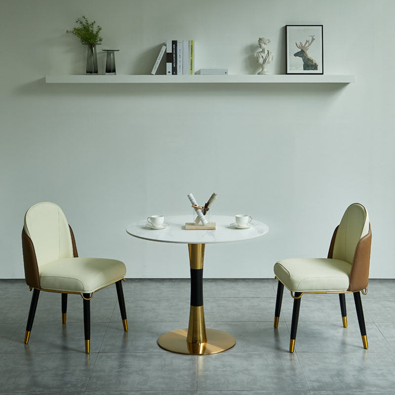 Sintered Stone Table Steel Traditional Luxury Round Indoor Table for Kitchen