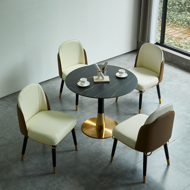 Sintered Stone Table Steel Traditional Luxury Round Indoor Table for Kitchen