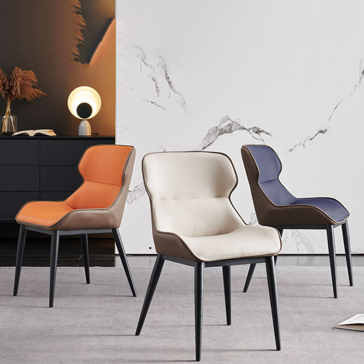 Contemporary Dining Wingback Side Chairs Arm Chair with Metal Legs for Kitchen