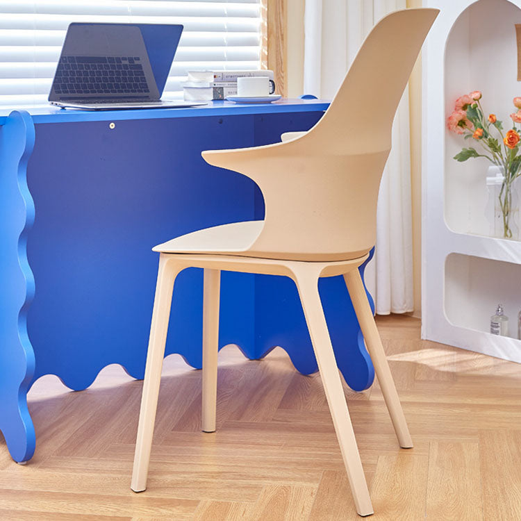 Plastic Side Chair Scandinavian Style Arm Solid Back Chairs for Home