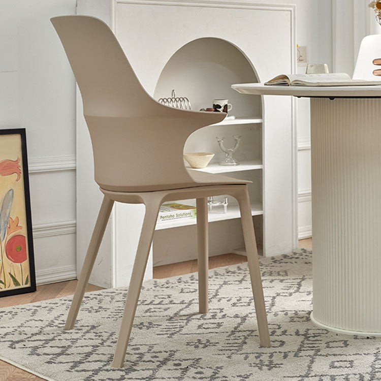 Plastic Side Chair Scandinavian Style Arm Solid Back Chairs for Home