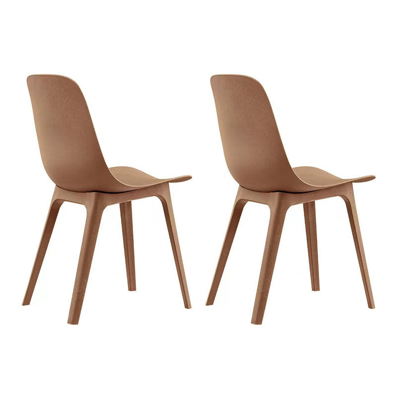 Plastic Side Chair Contemporary Solid Back Armless Dining Chair