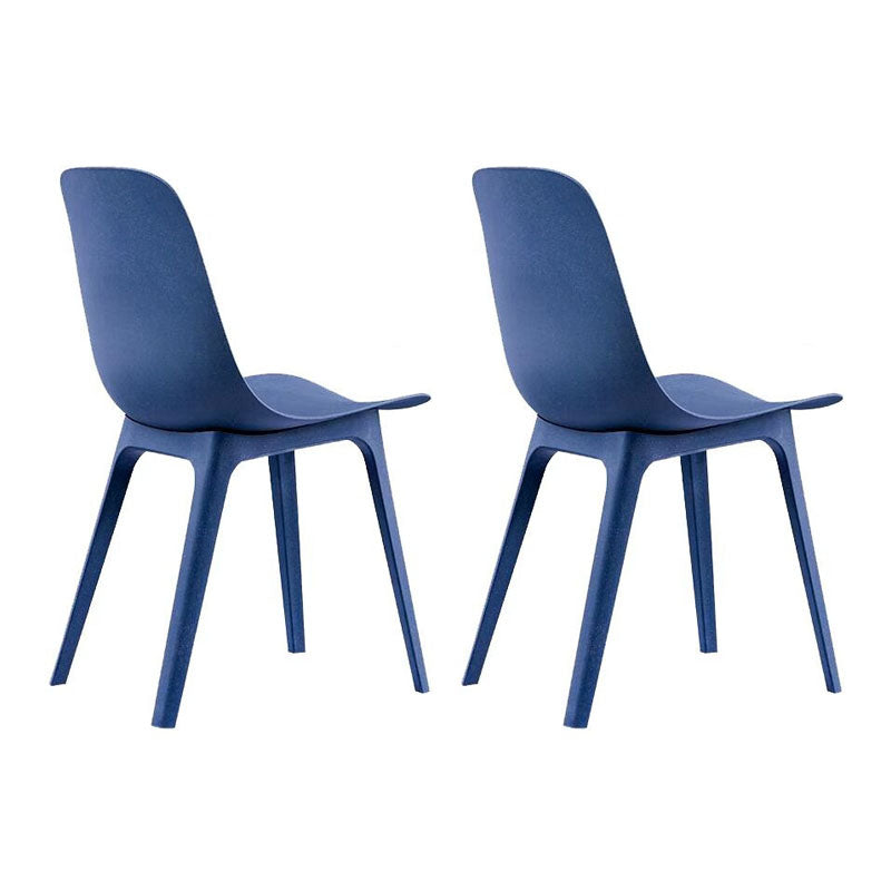 Plastic Side Chair Contemporary Solid Back Armless Dining Chair