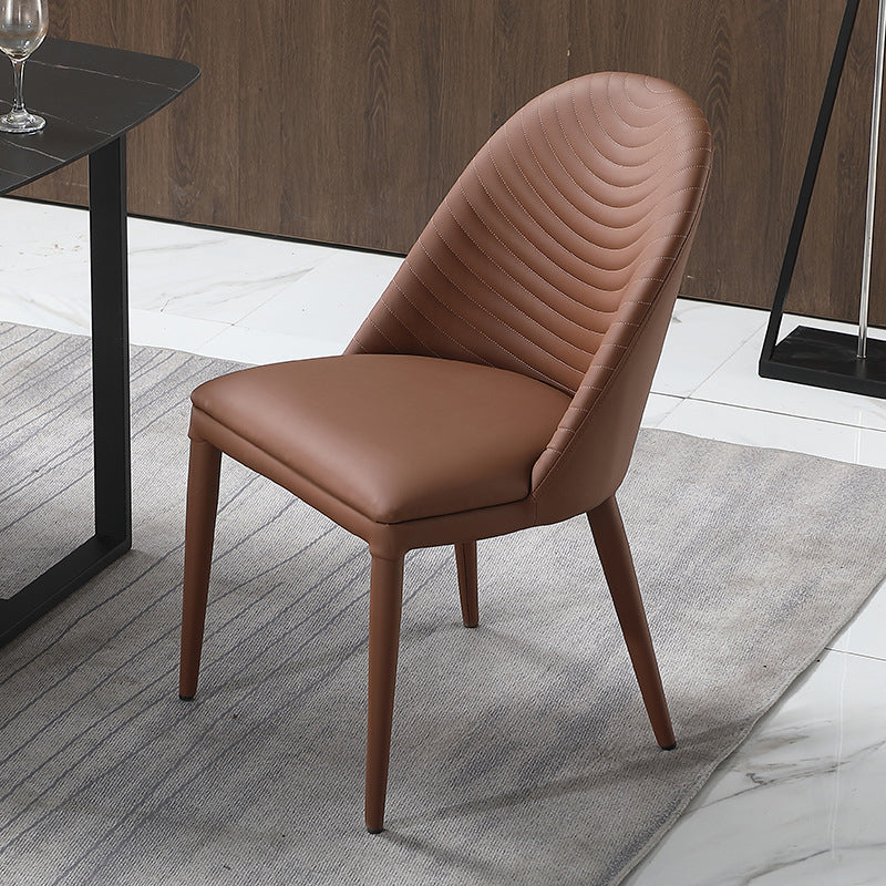 Solid Back Side Chair Modern Contemporary Leather Indoor-Outdoor Chair