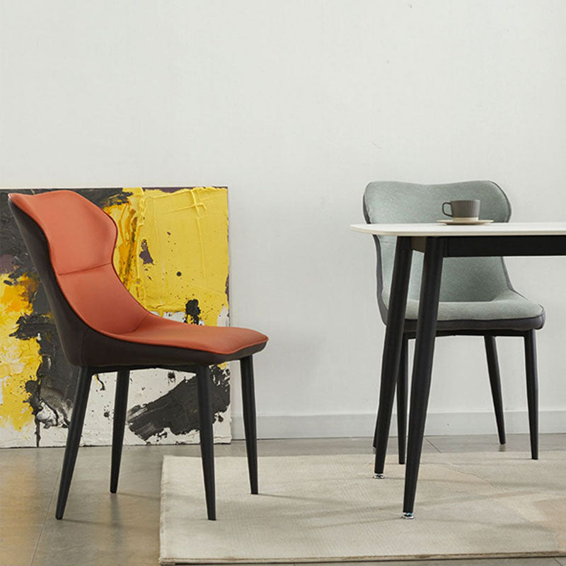 Contemporary Style Dining Chairs Arm Side Chair with Metal Legs