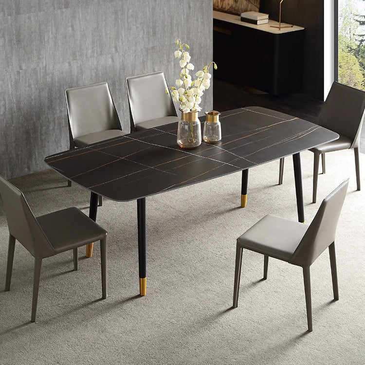 Modern Wood Legs Dinette Set 1/4/6/7 Pieces Rectangle Indoor Dining Table Set in Black