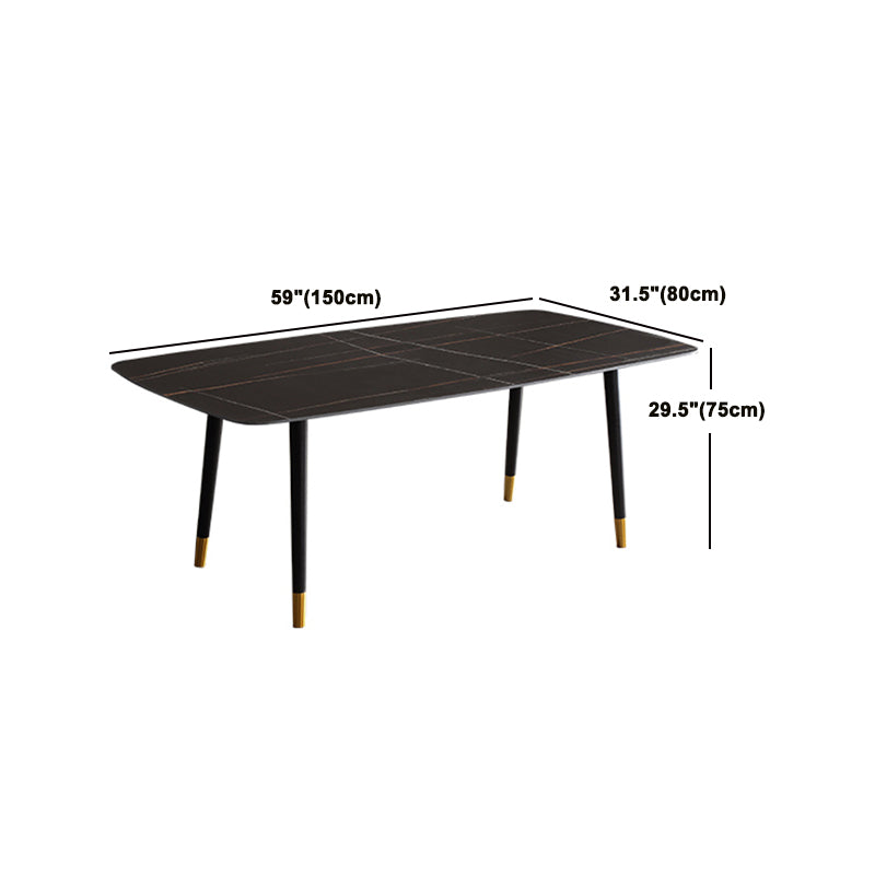 Modern Wood Legs Dinette Set 1/4/6/7 Pieces Rectangle Indoor Dining Table Set in Black