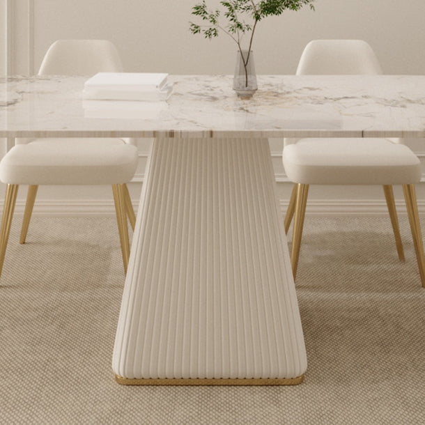 Glam Sintered Stone Dining Set Rectangle 1/4/5/7 Pieces Dining Set with Pedestal Base