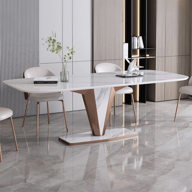 Modern Sintered Stone Dining Table Set 1/2/3/5/7 Pieces Dining Set with Pedestal Base