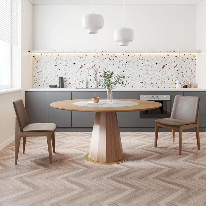 Modern Dining Table Set 1/3/4/5 Pcs Round Solid Wood Dining Table and Chairs