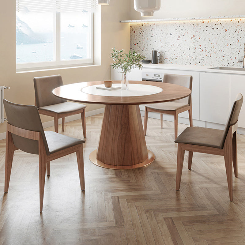 Modern Dining Table Set 1/3/4/5 Pcs Round Solid Wood Dining Table and Chairs