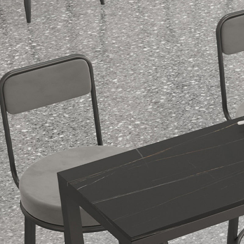 Modern 1/7 Pieces Bar Table Set Rectangle Stone Counter Table with High Stools for Balcony