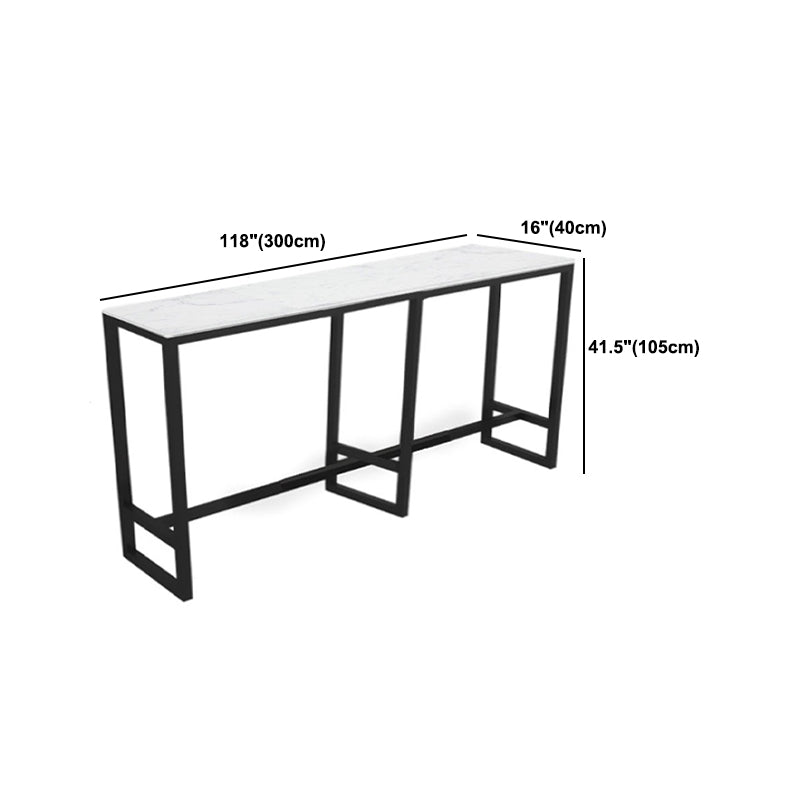 Modern 1/7 Pieces Bar Table Set Rectangle Stone Counter Table with High Stools for Balcony