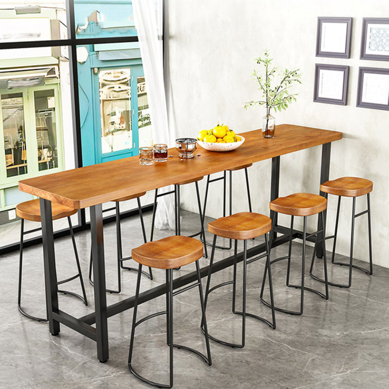 Industrial 1/9 Pieces Bar Table Set Rectangle Pine Wood Counter Table for Cafe